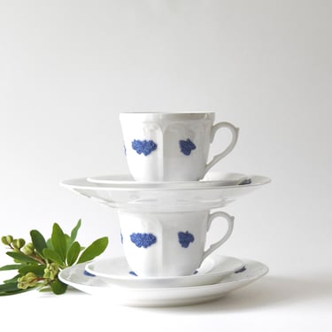 Tea sets Blue Flower, Gustavsberg Sweden. Pair Cup, | Happy