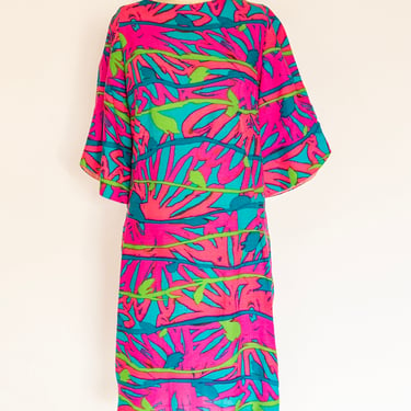 1960s Dress Printed Neon Shift Pake Muu M 