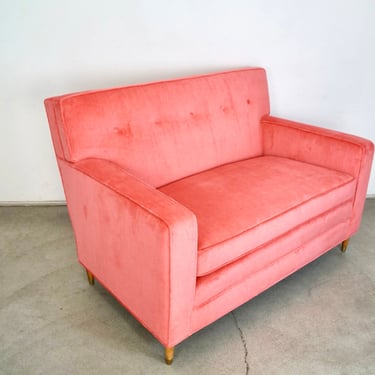 1950’s Mid-Century Modern Hollywood Regency Pink Velvet Sofa 