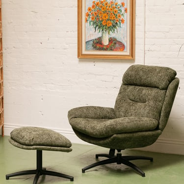 Chaz Olive Green Chair with Ottoman