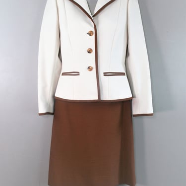 All the Authority - Lilli Ann - Two Tone Suit - Off White/Beige and Brown - Estimated size S 