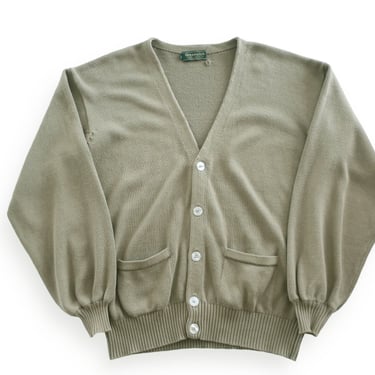 vintage cardigan / green cardigan / 1990s sage green cotton Kurt Cobain baggy grandpa cardigan Large 