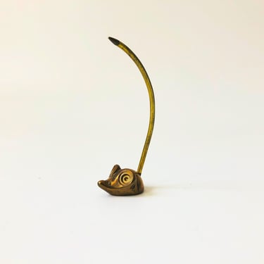 Vintage Brass Mouse Ring / Note Holder 