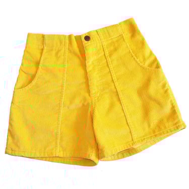 vintage OP shorts / corduroy shorts / 1990s OP Ocean Pacific yellow corduroy elastic waist shorts Small 