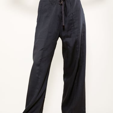 Issey Miyake Navy Linen Drawstring Pants 