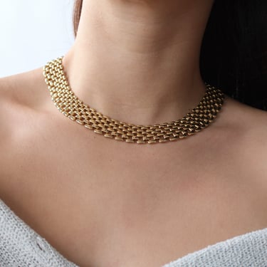 Vintage Golden Flat Lay Collar Necklace