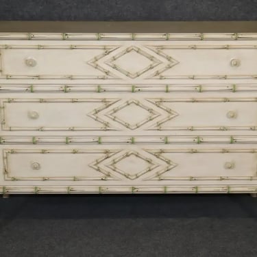 French Directoire Style Faux Bamboo Painted Dresser Commode circa 1950s