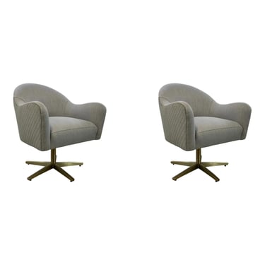 Caracole Modern Gray Swivel Chairs Pair