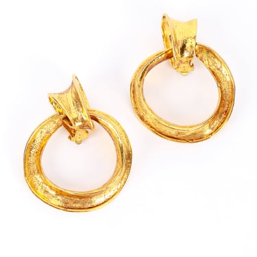 Hammered Hoop Drop Earrings