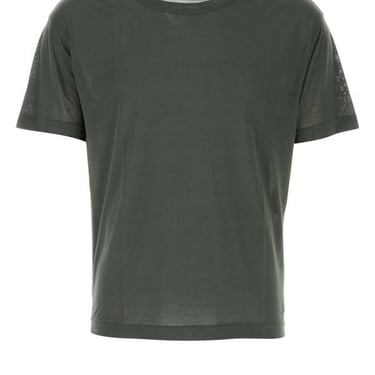 Lemaire Man Dark Green Silk T-Shirt