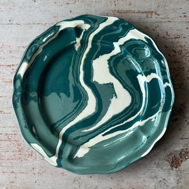 Marbled Green Dinner Charger Plate Set