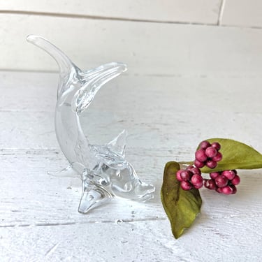 Vintage Glass Dolphin // Glass Ocean Animals, Dolphin Lover, Collector // Perfect Gift 