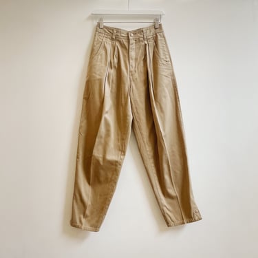 Vintage Pecan Pleated Cotton Trouser