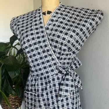 1940s Black and White Gingham Dress With Ric Rac Unworn Vintage 36 Bust 