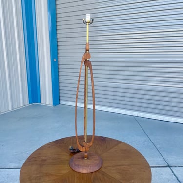 Mid Century Walnut & Brass Table Lamp 