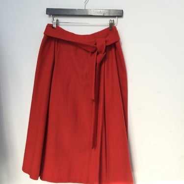 Beautiful Vtg Orange Wool Handmade Skirt with Belt SZ M 