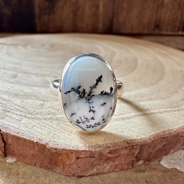 WHIMSY DENDRITIC OPAL Sterling Silver Ring | Handcrafted in India | Nature, Balance, Growth | Size 9 