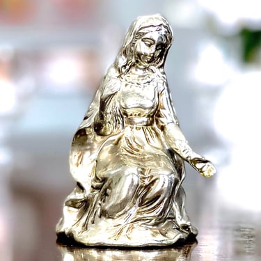 VINTAGE: Silver Ceramic Mary Nativity Figure - Mother of Jesus - Our Lady of Grace - Nativity Replacement - SKU 15-C2-00030960 