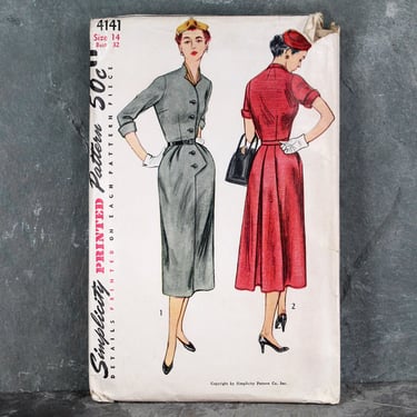 1952 Simplicity #4141 Dress Pattern | Size 14/Bust 32" | COMPLETE Cut Pattern in Original Envelope | FREE SHIPPING 