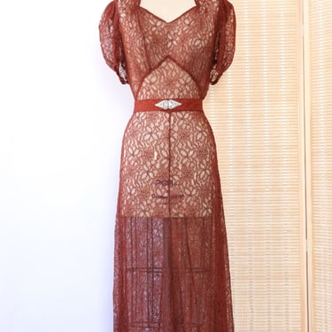 1930s Redwood Lace Gown S/M