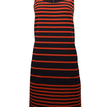 Akris - Navy & Orange Striped Sleeveless Dress Sz 4