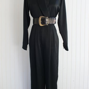 Putin' on the Ritz - Black - Cocktail Party - Formal Event - Club Night -  Tuxedo Jumpsuit - by Liz Claiborne - Marked size 8 Petite 