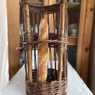Beautiful charming old French willow baguette basket 