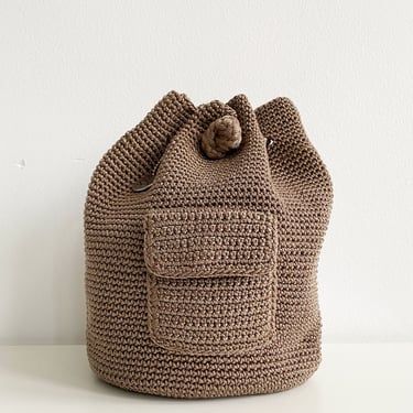 Brown Knit Backpack