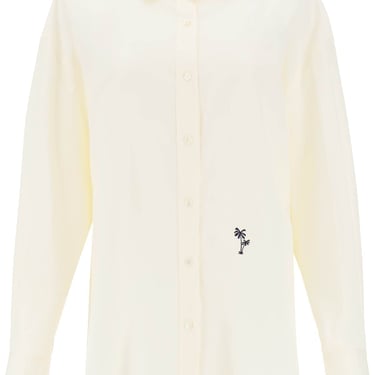 Palm Angels Poplin Shirt With Palm Embroidery Women