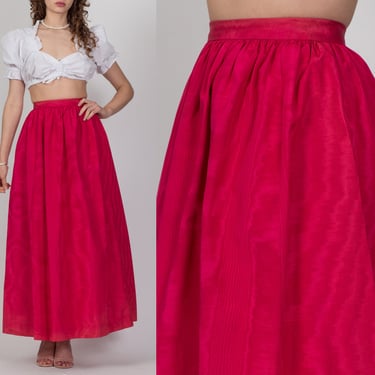 Vintage Marbled Hot Pink Maxi Skirt - Extra Small, 24" | 70s 80s Jeanne Bouchever High Waist Skirt 