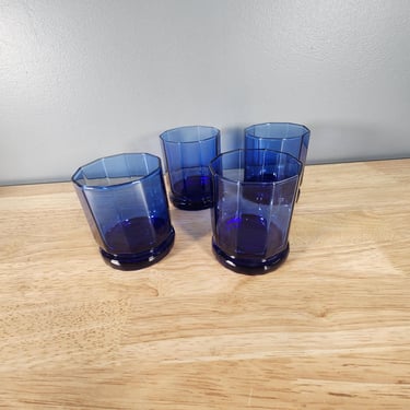 Set of 4 Anchor Hocking Cobalt Blue Drinking Glasses 