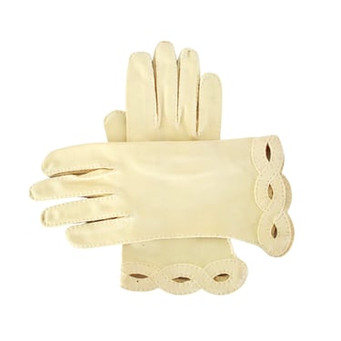 1950s Pale Yellow Gloves - Vintage Yellow Gloves - 1950s Womens Yellow Gloves - Pastel Yellow Short Gloves - 50s Gloves - 50s Shortie Gloves 
