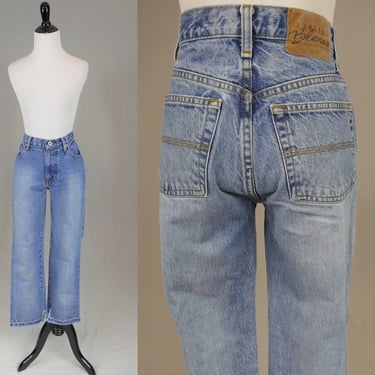 90s Express Bleus Boot Cut Jeans - 29 waist - Blue Denim Pants - Hems Let Down and Split - Vintage 1990s - 29.5