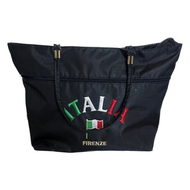 FIRENZE Italia Vintage Tote, Vintage Italian Tote, 90's Black Tote, Italy Souvenir, Vintage Tote Bag, Italia Accessories, Italian Flag Tote 
