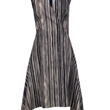 Donna Karen - Cream & Navy Stripe Sleeveless Dress Sz 4