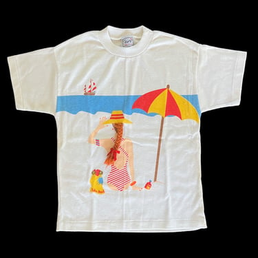 Vintage 1970s/1980s Palm Beach POP ART T-Shirt ~ Single Stitch ~ Graphic Novelty Tee ~ Fashion ~ Cropped ~ 