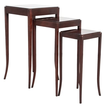 Set of 3 Barbara Barry for Baker Furniture Mahogany Nesting Tables