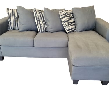 Dark Gray Worn Fabric Sectional w/ Chaise