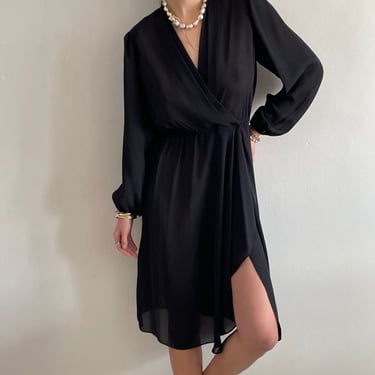 Leslie Faye for Lord &amp; Taylor Wrap Long Sleeve Dress - Black