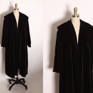 1950s Black Velvet Long Sleeve Swing Coat -M-L 