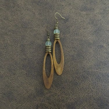 Long wood earrings, bold statement earrings, Afrocentric jewelry, African earrings, geometric earrings, rustic natural earrings, bohemian 77 