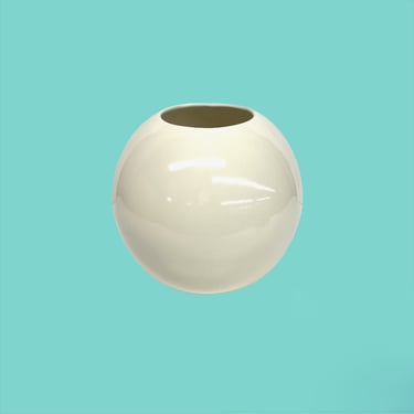 Vintage Vase Retro 1980s Contemporary + Ceramic + Off White + Cream + Round + Orb Shaped + Flower or Plant Display + Home Decor 