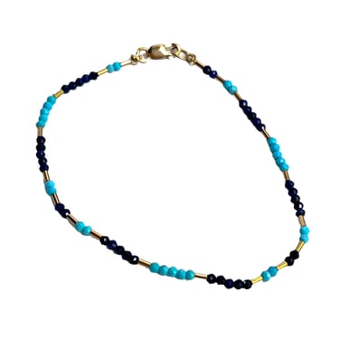 Debbie Fisher | Turquoise and lapis Gold Fill Bracelet