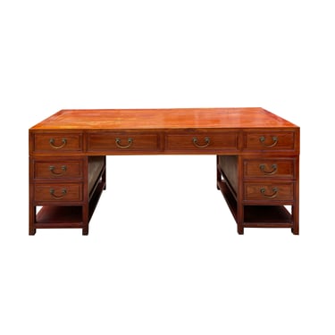 Chinese Brown Drawers Base Top Wood Editor Office Writing Desk Table cs7628E 