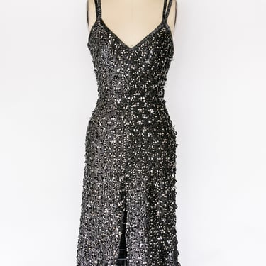 1980s Wiggle Dress Sequin Fredrick's of Hollywood M 