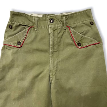 Vintage 1950s/1960s Boy Scout BSA Pants ~ 25.5 Waist ~ Field Trousers ~ Worn-In / Faded ~ OD / Olive Drab 