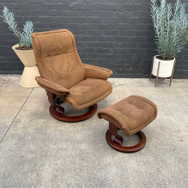 Ekornes Stressless Suede Reclining Chair with Ottoman 