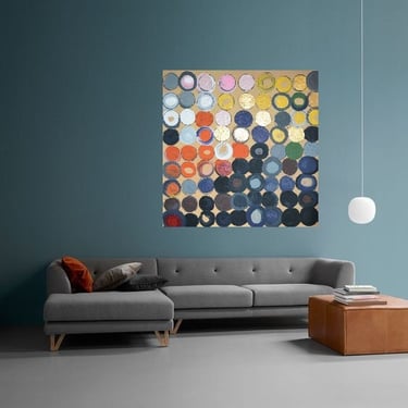 Multi Circles Prints & Canvas 36"x36" Painting Wall Art, Modern Home Decor, Abstract Minimalist Original Contemporary Artwork Commission by Art