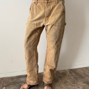 Tan Carhartt Double Knee Work Pants 33w