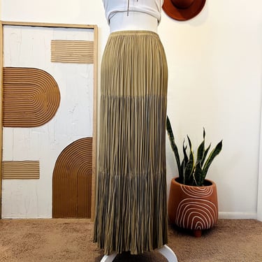 Vintage 90s Scully By Marsha Wright Tan Tiered Western Cantina Maxi Skirt 